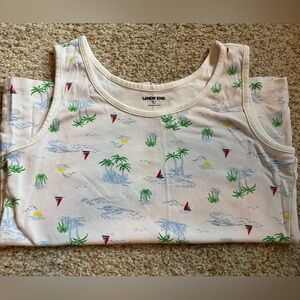 Lands' End Cream Tropical Print Tank Top